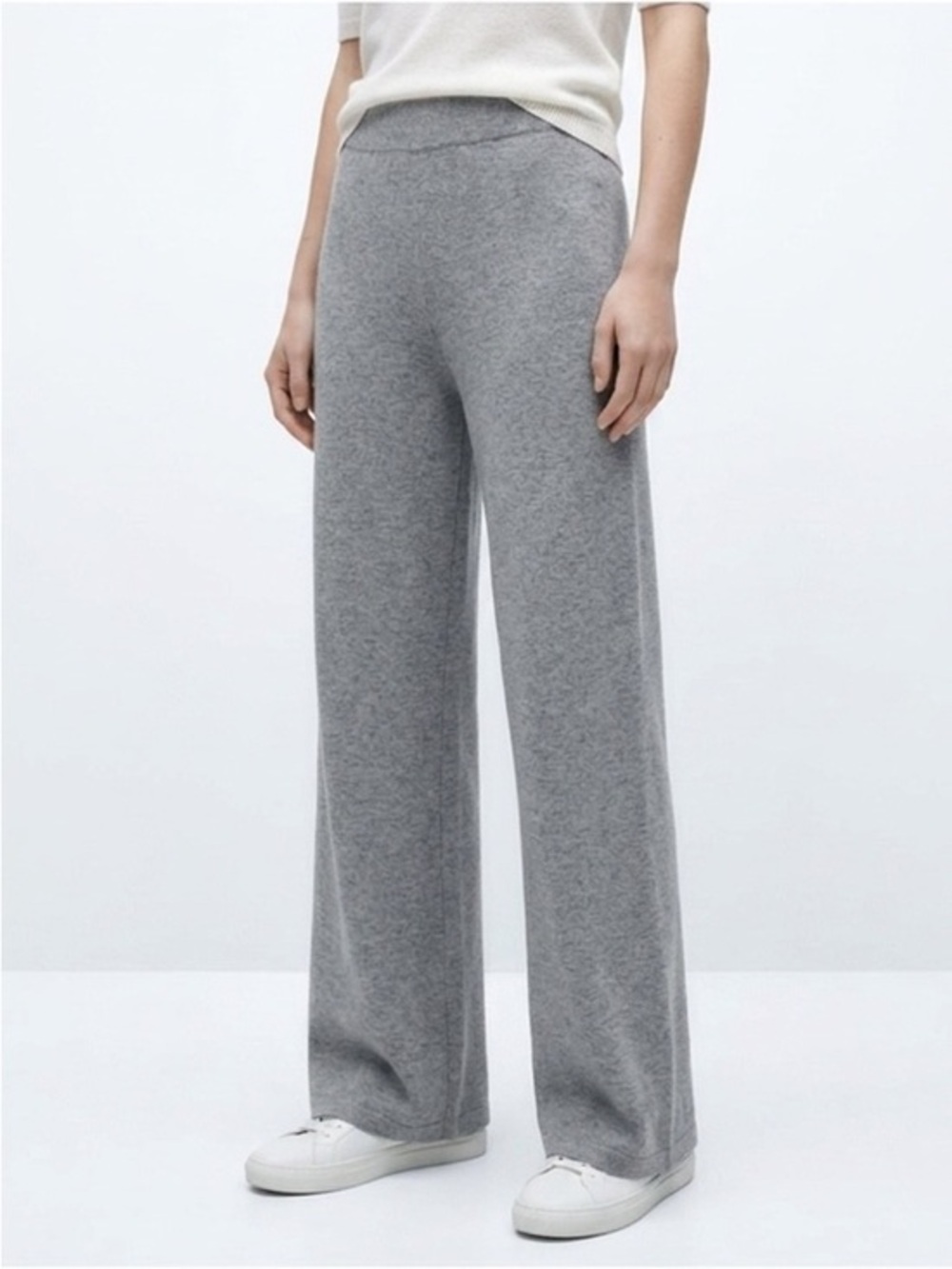 Zara Highrise Gray Knit Wide Leg Knit Sweatpants Size Small